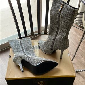 Elegant Silver Stiletto Boots